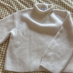 & Other Stories Cream Ribbed Turtleneck Sweater